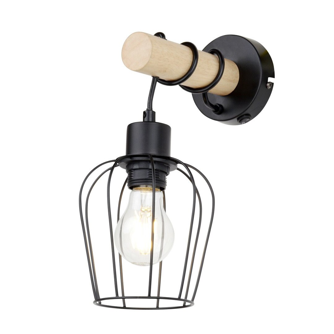 Lampa de perete in stil industrial Fabian 1xE27,max 40W – negru mat