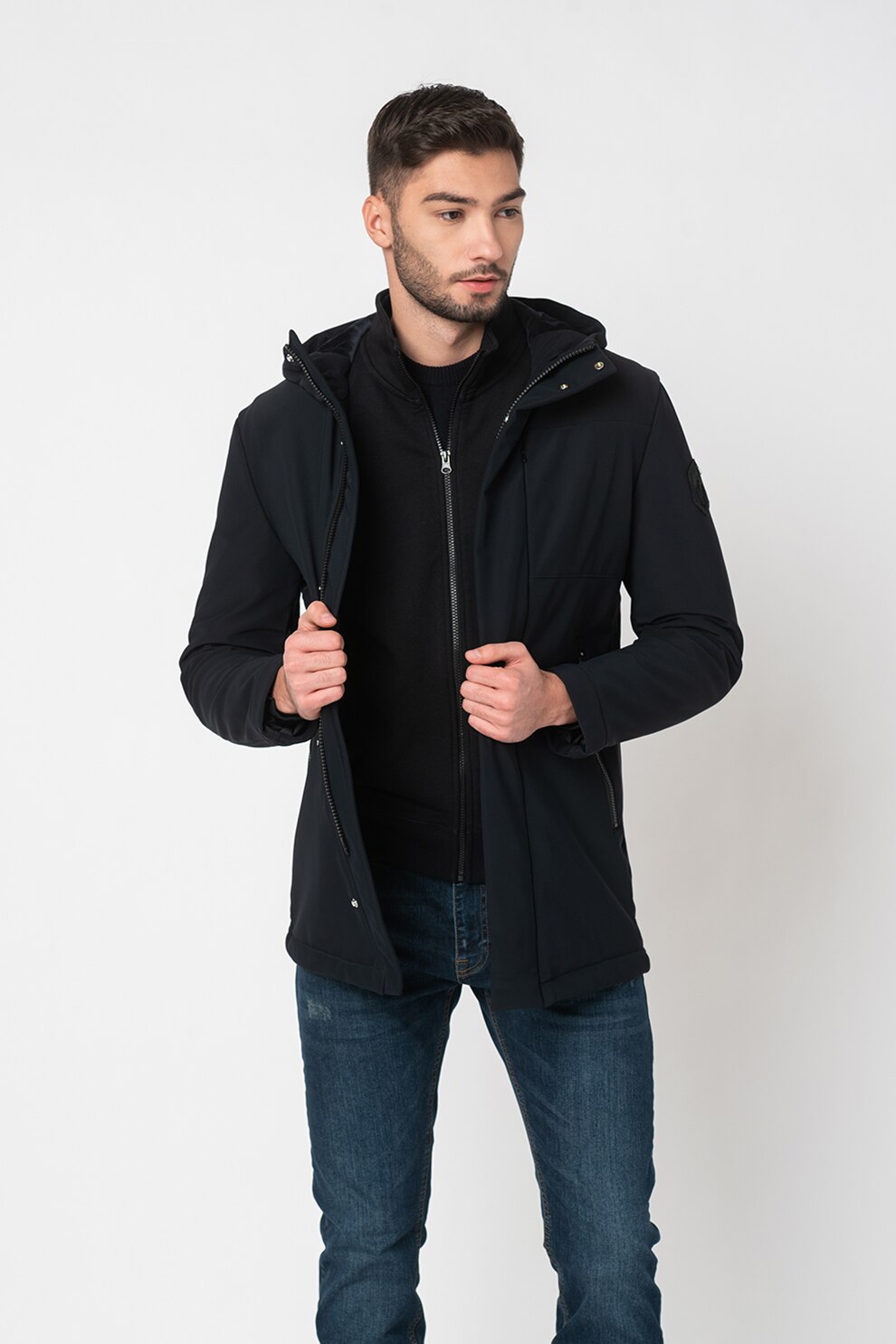 Lumberjack, Jacheta cu gluga si buzunare cu fermoar Banks, Bleumarin, 3XL