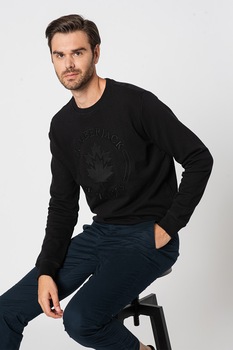 Lumberjack, Bluza sport de bumbac cu logo brodat, Negru Lumberjack, Bluza sport de bumbac cu logo brodat, Negru