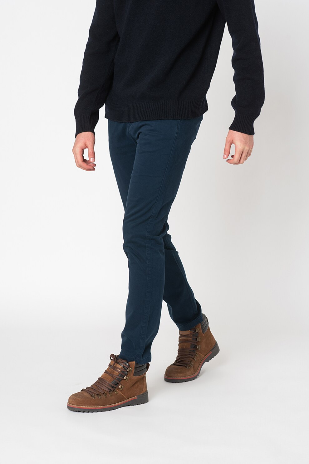Lumberjack, Pantaloni din amestec de bumbac cu buzunare cu refilet, Bleumarin