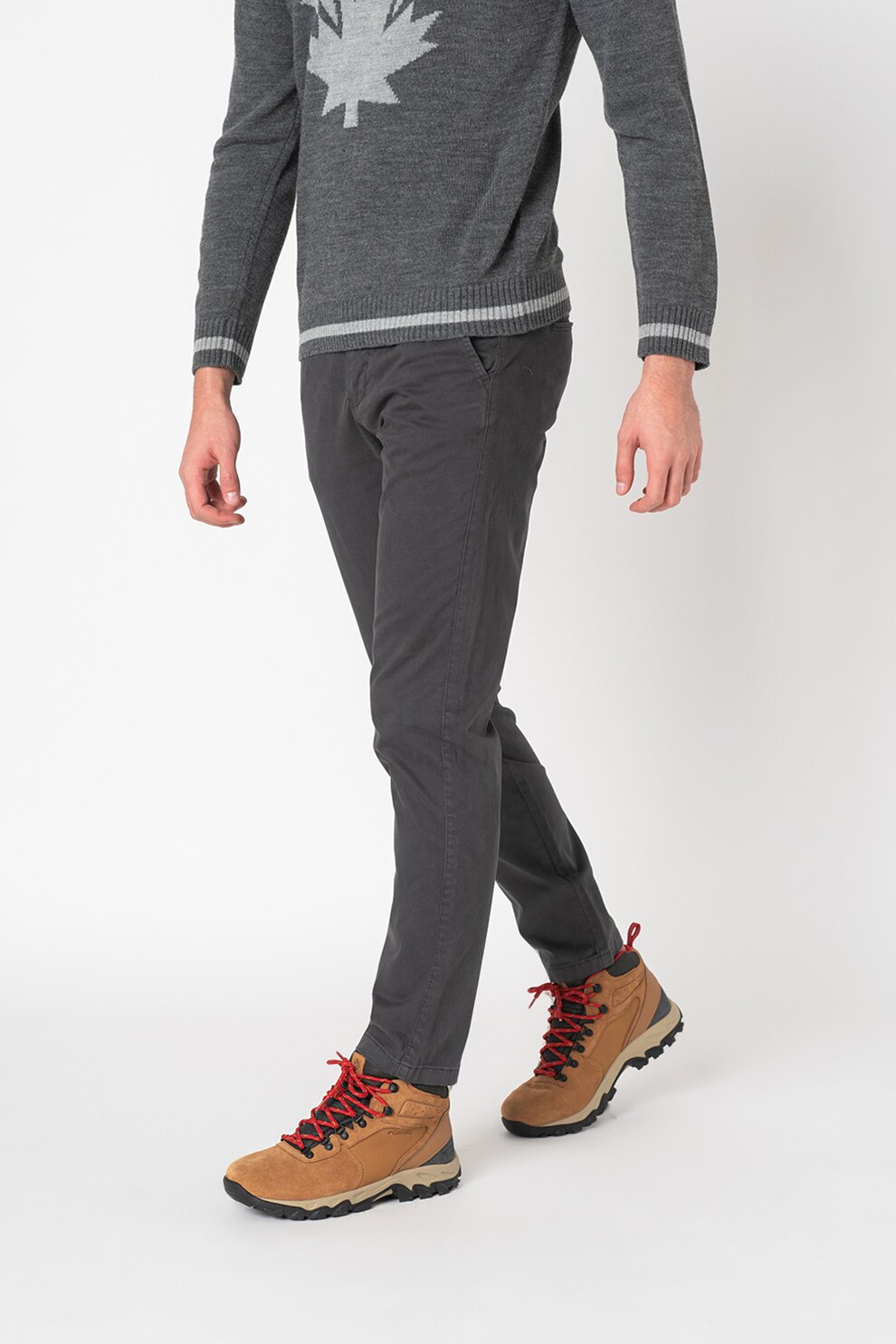 Lumberjack, Pantaloni din amestec de bumbac cu buzunare cu refilet, Gri