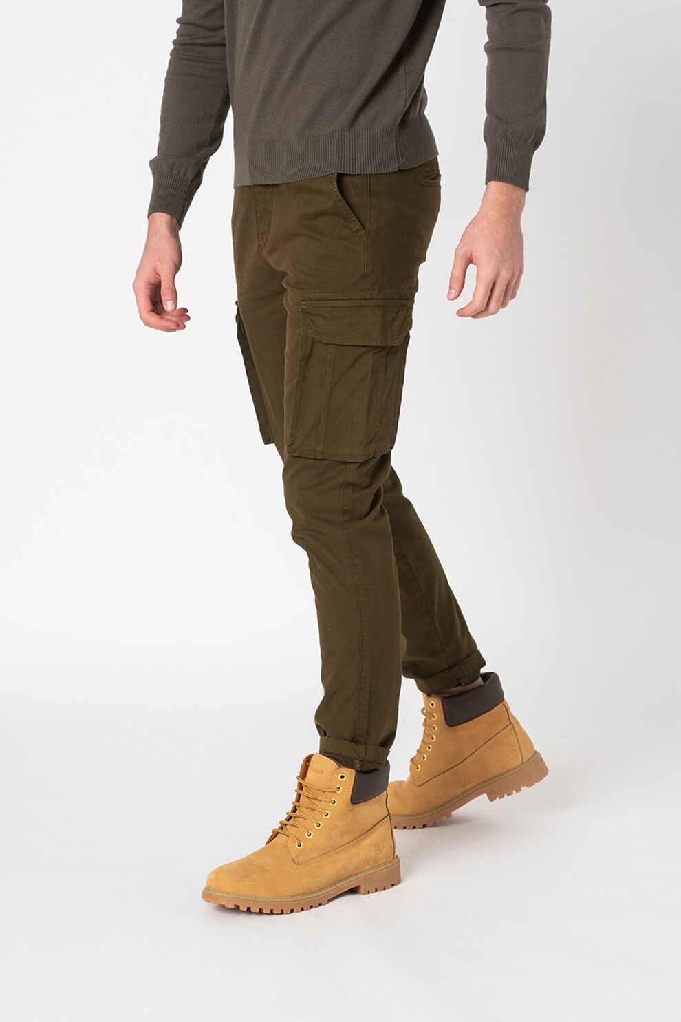 Lumberjack, Pantaloni cargo din amestec de bumbac, Verde oliv