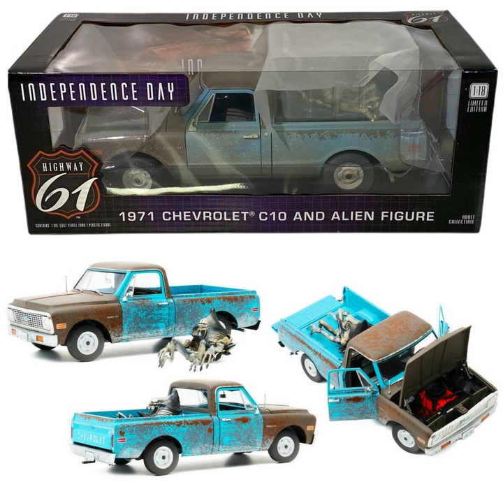 1971 Chevrolet C10 & Alien Figure szett (A függetlenség napja) modell autó 1:18