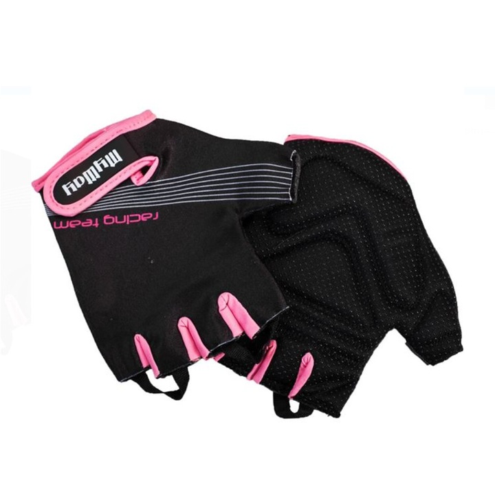 Manusi sport pentru antrenament, Negru / Roz, marime universala