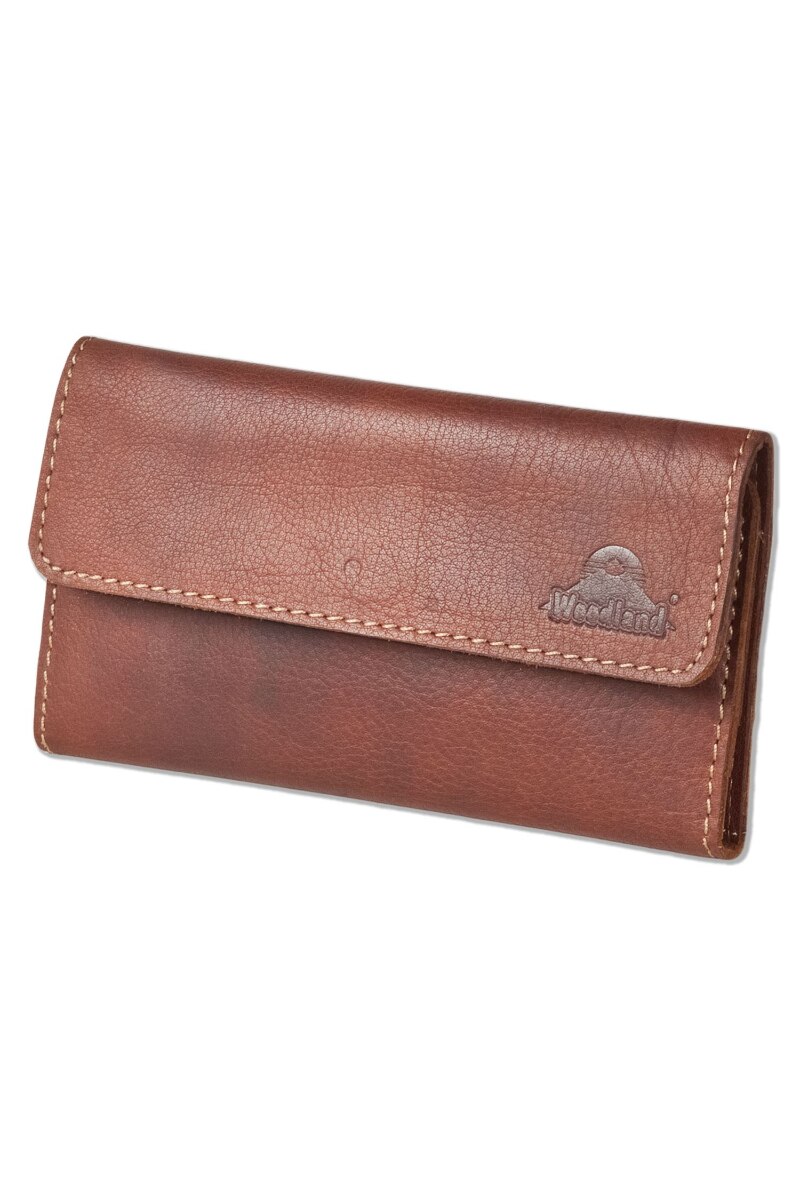 Portofel dama Woodland, Piele naturala, 18.4x9.5x2 cm, Cognac