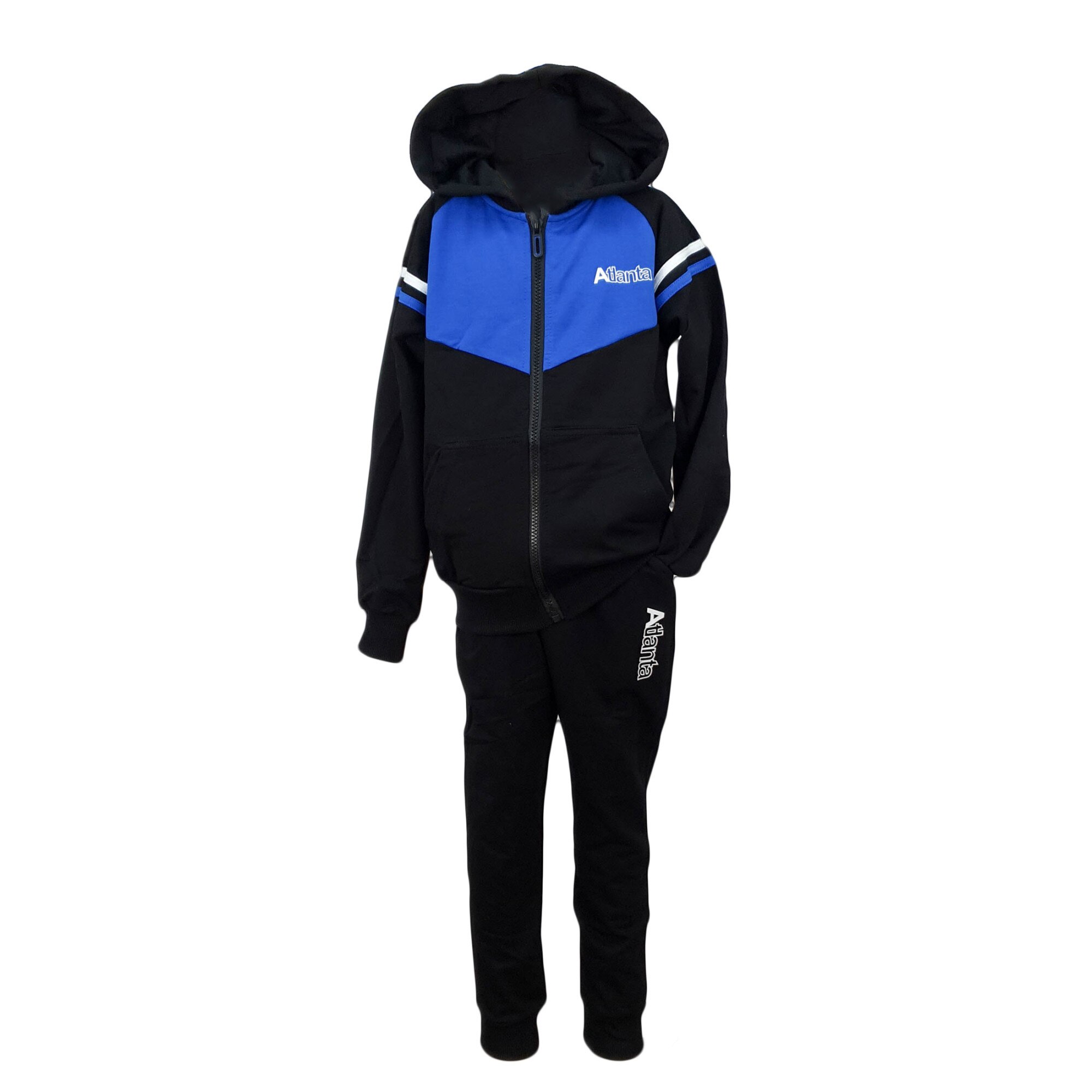 Trening baieti, 2 piese, negru-albastru, marime 140 cm, varsta 10 ani