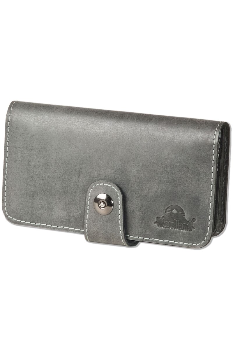 Portofel dama Woodland, Piele naturala, 18.8x9.8x2.7 cm, Negru