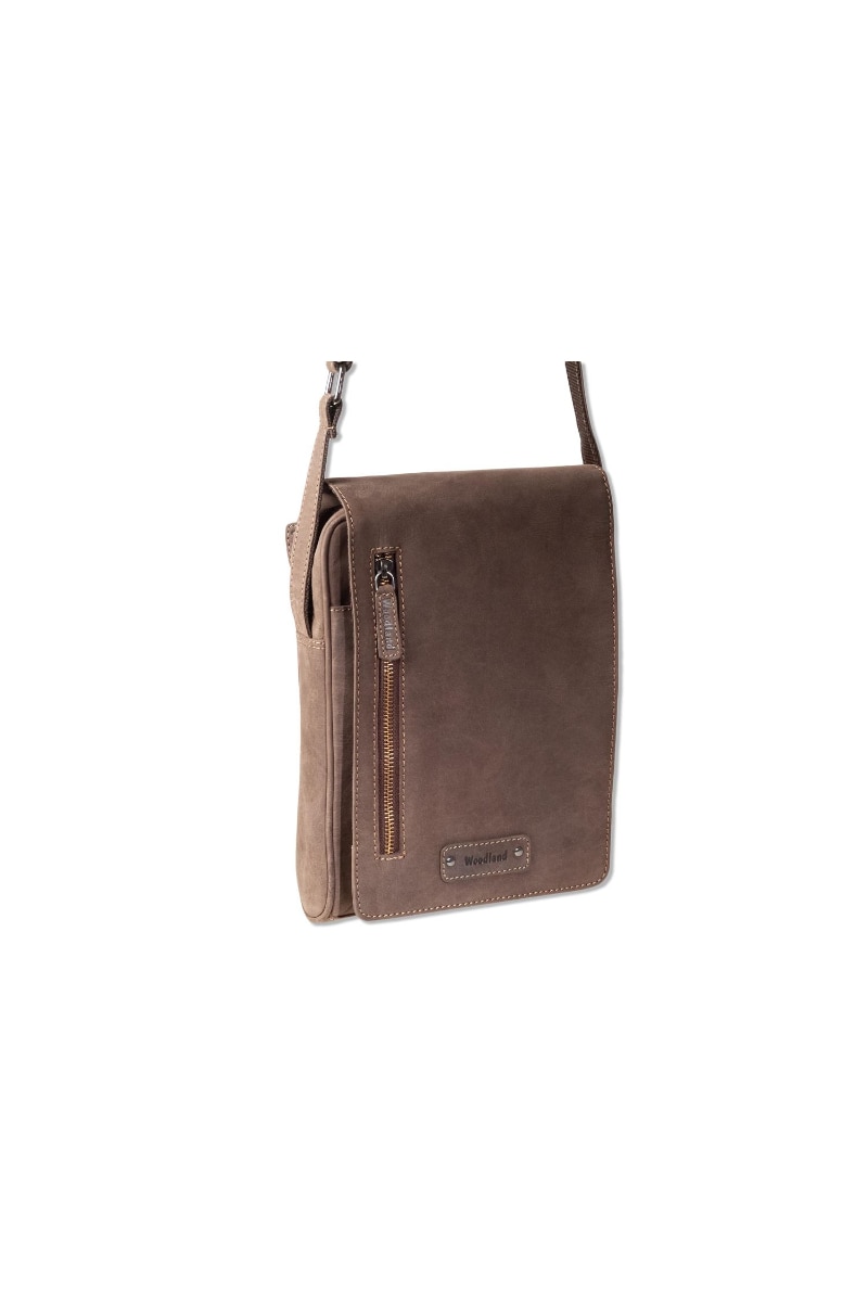 Geanta barbati Woodland, 19x26.5x6 cm, Piele naturala, Maro inchis