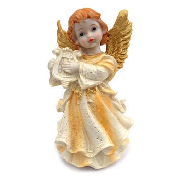 Decoratiune din rasina reprezentand un ingeras cu harpa, 18 cm Decoratiune din rasina reprezentand un ingeras cu harpa, 18 cm