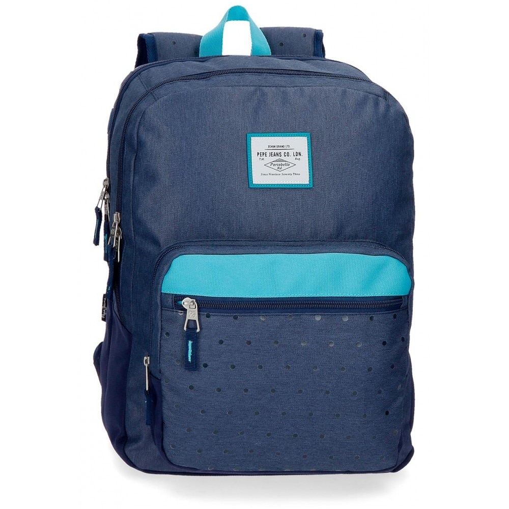Rucsac casual 2 compartimente Pepe Jeans Molly, albastru, 30.5x44x15 cm