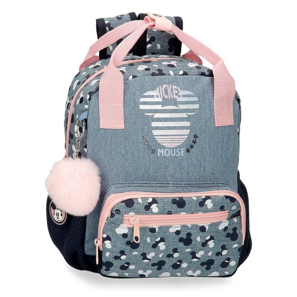 Ghiozdan gradinita fete Mickey Denim, multicolor, 21x27x11 cm