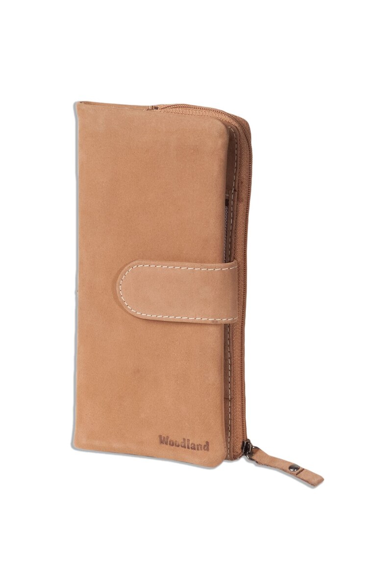 Portofel barbati Woodland, 20x10x2 cm, Piele naturala, Cognac