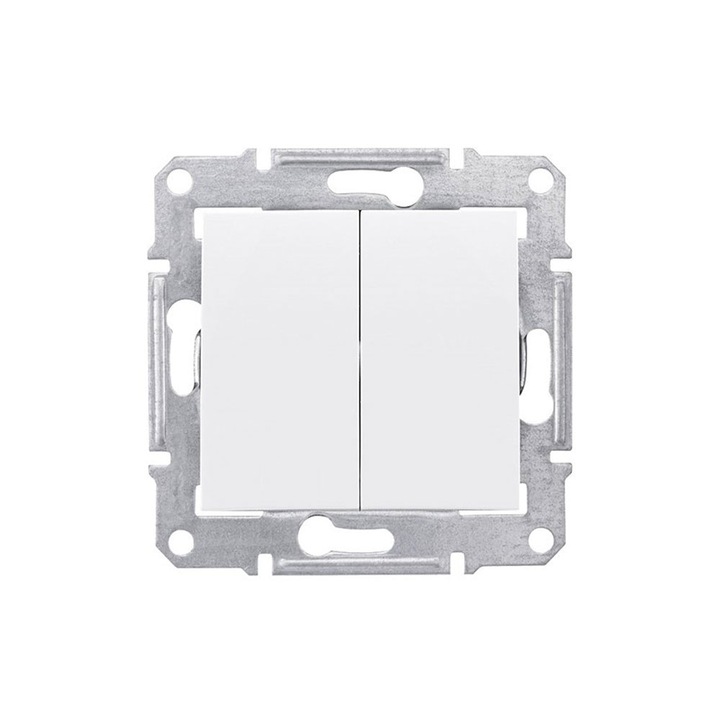 Intrerupator dublu alternativ 10A, IP20, Schneider Electric, incastrat, fara rama, alb
