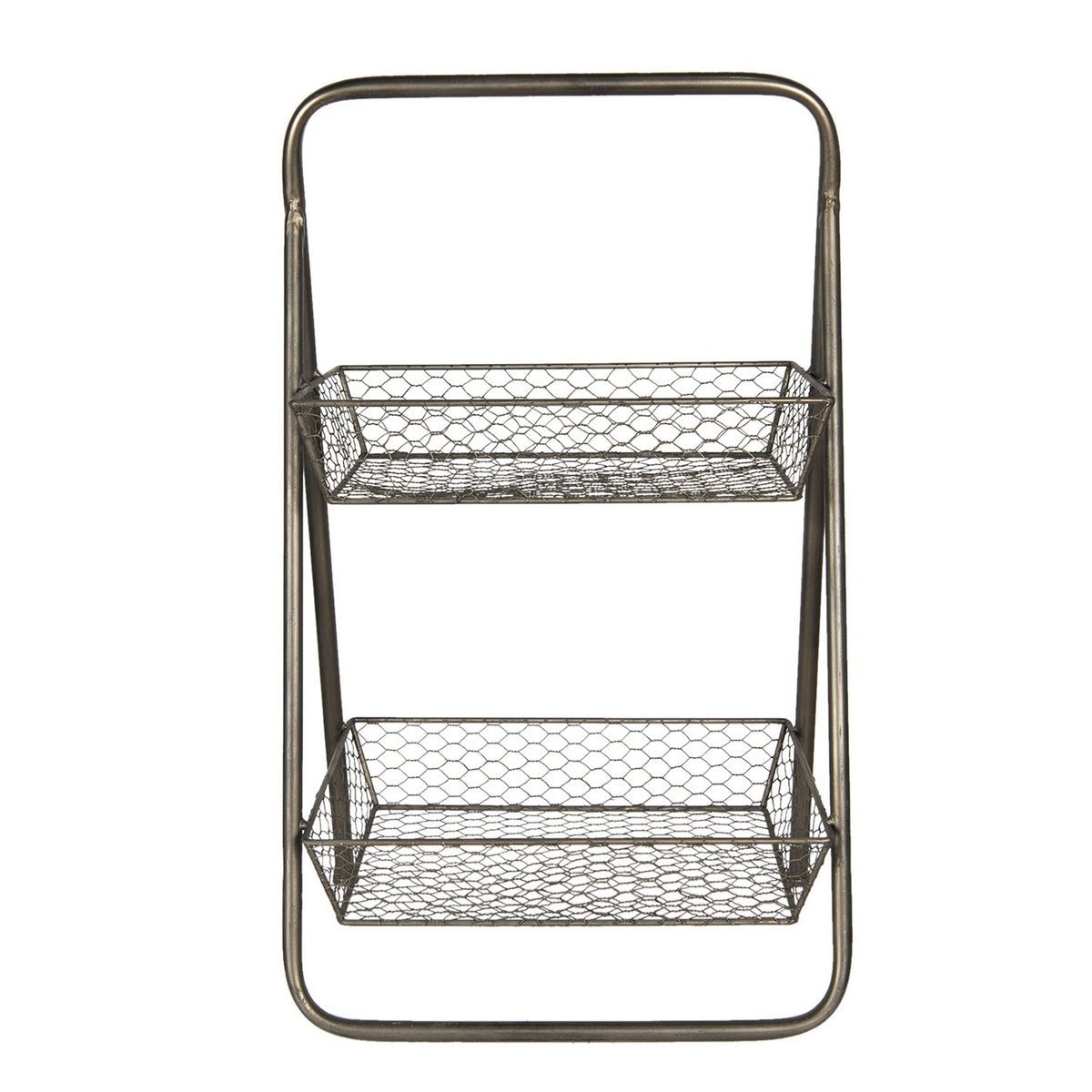 Raft cu 2 cosuri din fier maro 39 cm x 24 cm x 64 h