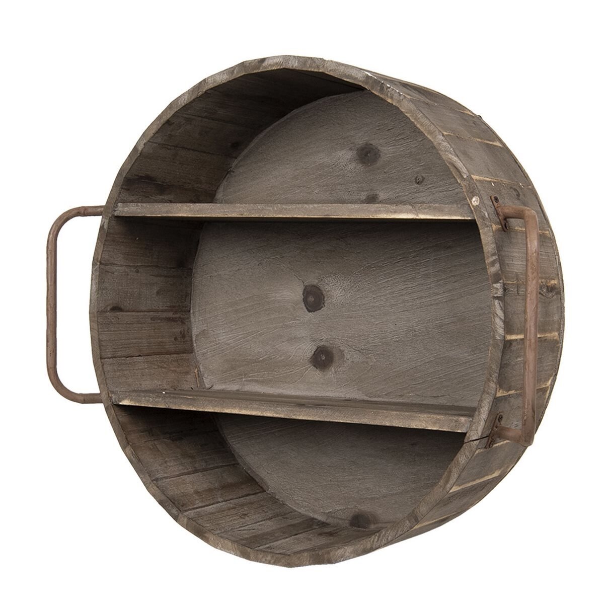 Raft de perete cu 2 polite din lemn si fier maro antichizat 63 cm x 20 cm x 57 h