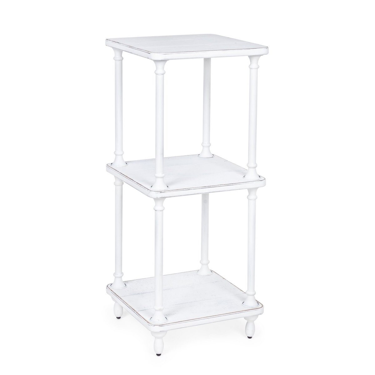 Raft fier alb antichizat cu 3 polite Janette 40 cm x 40 cm x 95 h