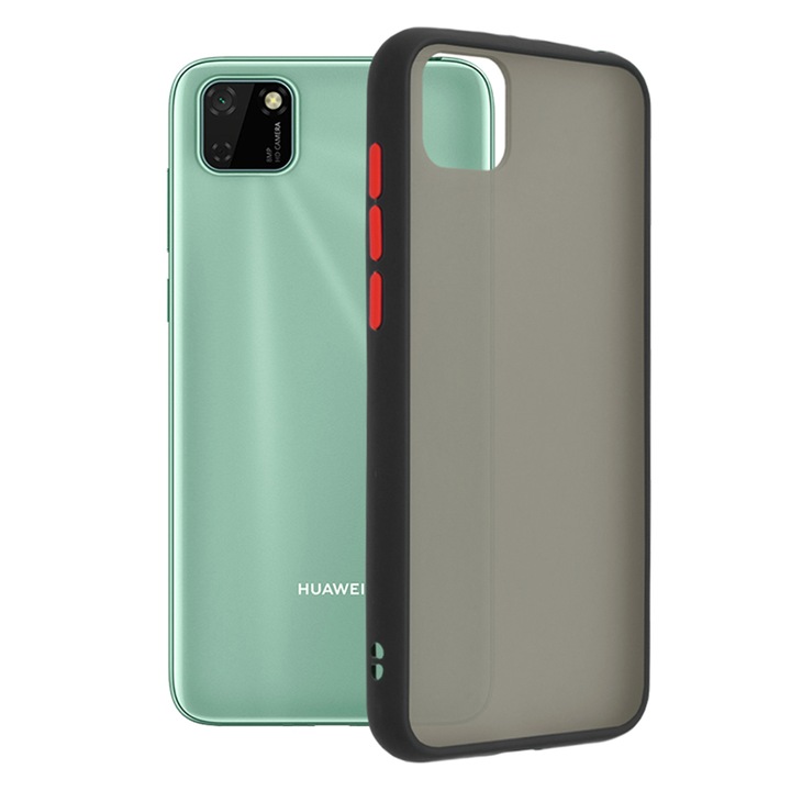 Защитен калъф за Huawei Y5p, Silicon TPU, Optim IAO Tech Protection, Trendy Smoky Design, черен
