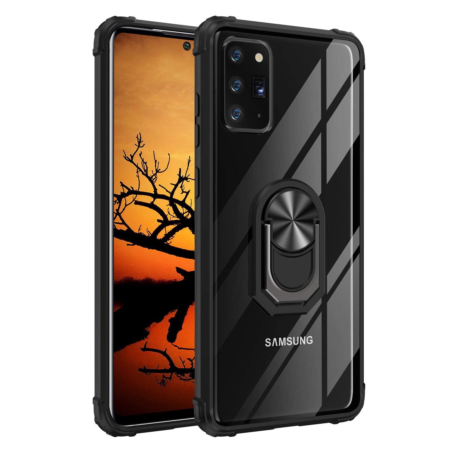 Husa pentru Samsung Galaxy NOTE 20, Hybrid Antisoc, carcasa cu bumper, inel rotativ 360 si Kickstand, Negru