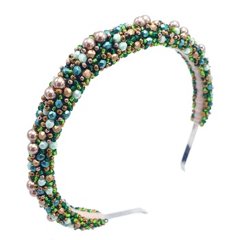 Coronita par, Iris, Zia Fashion, verde - auriu, handmade Coronita par, Iris, Zia Fashion, verde - auriu, handmade