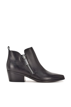 NINE WEST, Ghete de piele cu varf ascutit Single, Negru NINE WEST, Ghete de piele cu varf ascutit Single, Negru
