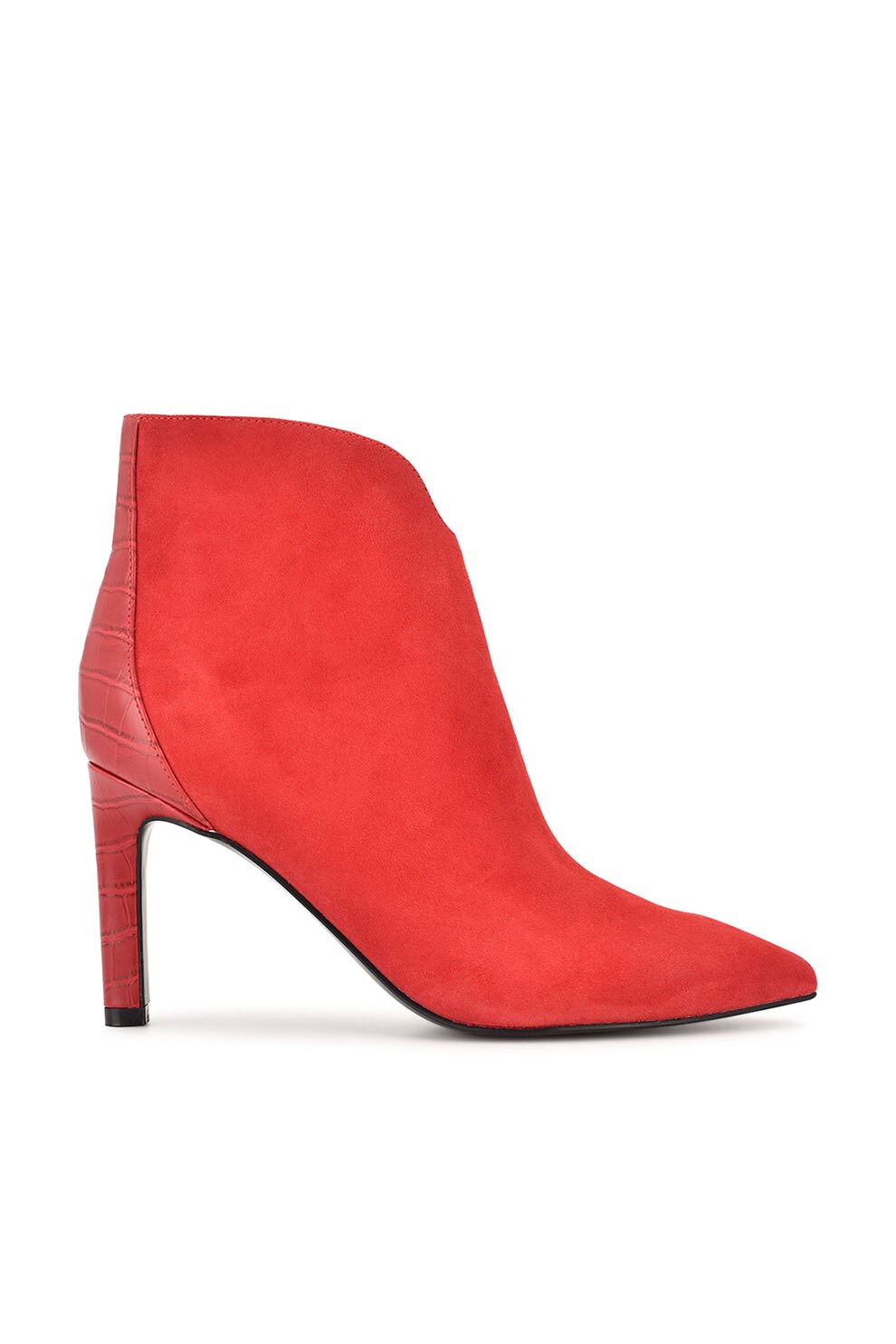 NINE WEST, Botine de piele cu varf ascutit Mikale, Rosu vermilion