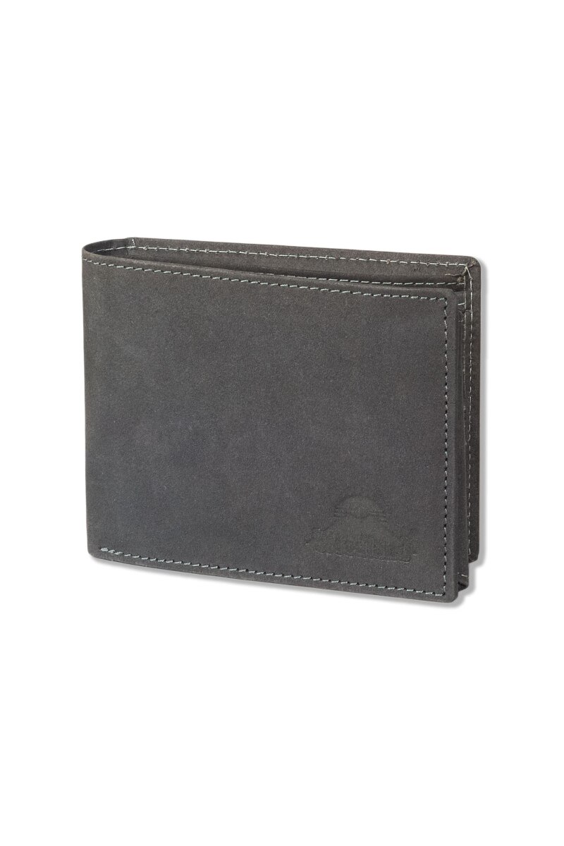 Portofel barbati Woodland, Protectie RFID/NFC, 12x9.5x2.5 cm, Piele naturala bivol, Negru