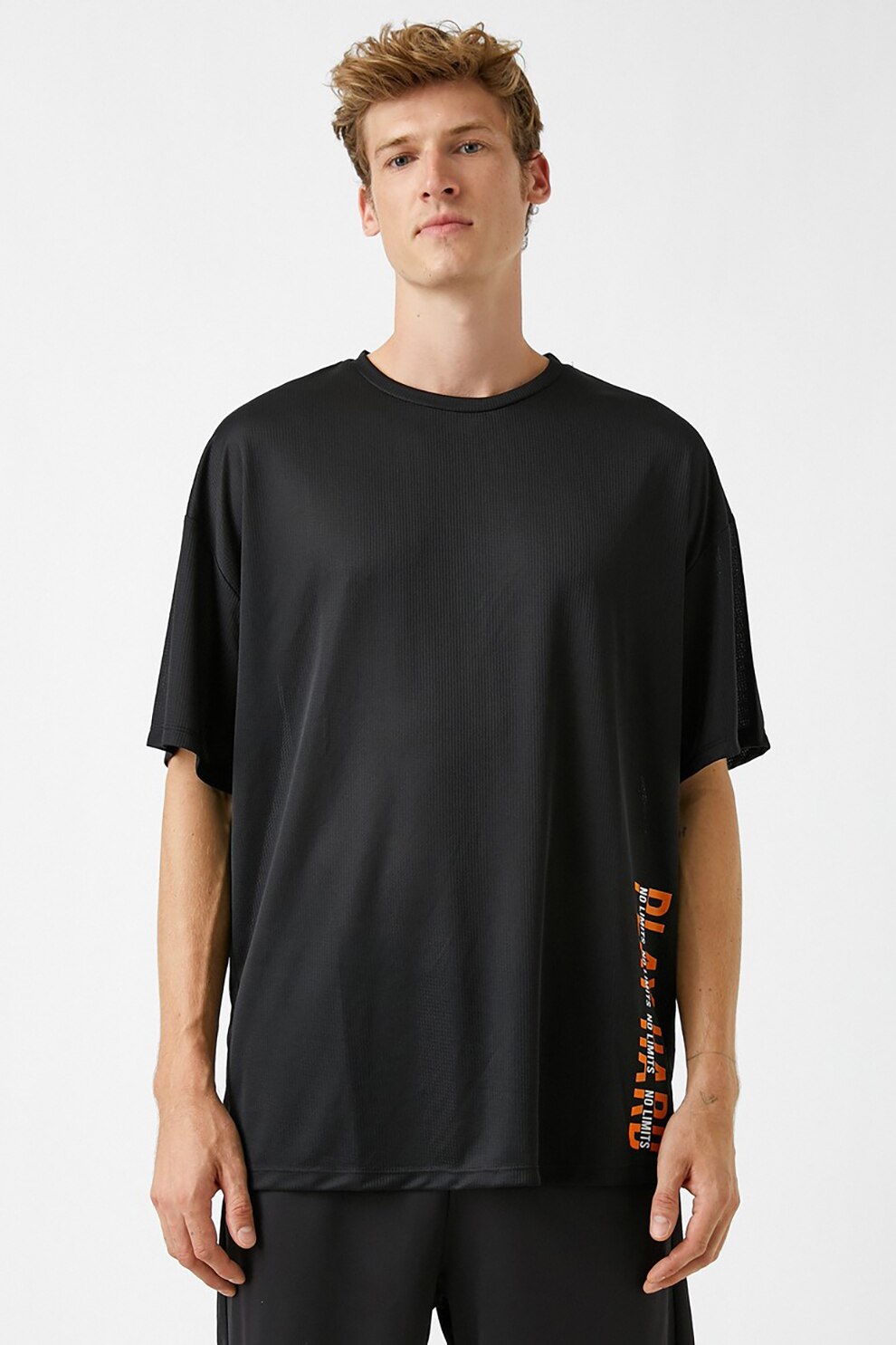 KOTON, Tricou lejer cu text, Negru