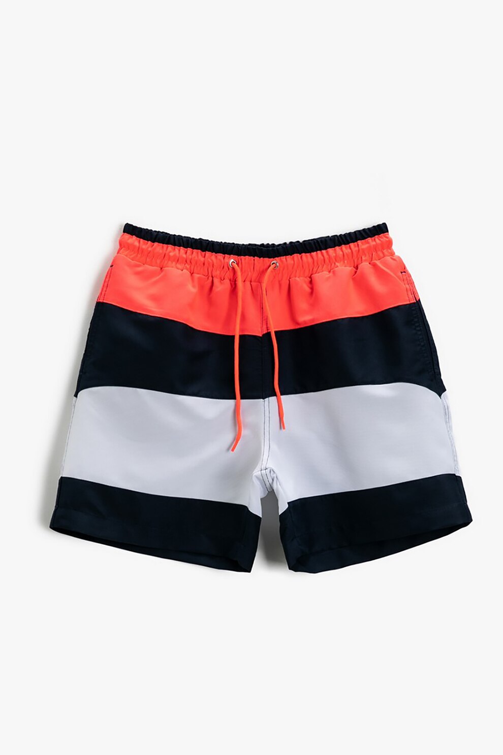KOTON, Pantaloni scurti de baie colorblock, Bleumarin inchis/Alb/Oranj mandarina, S
