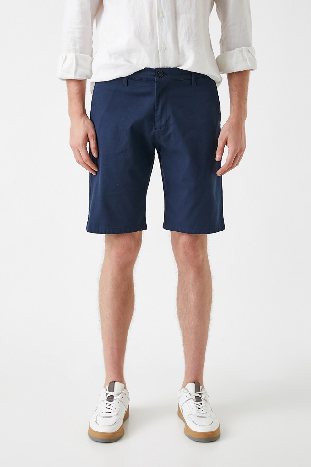 KOTON, Bermude chino cu talie medie, Bleumarin