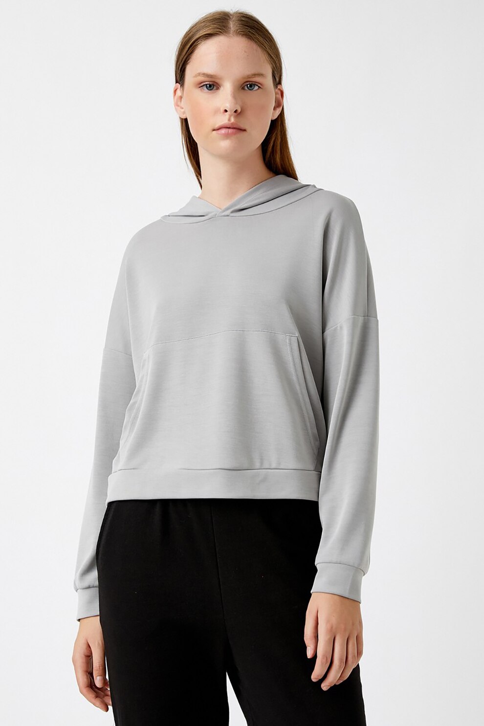 KOTON, Hanorac din amestec de modal cu maneci cazute, Gri