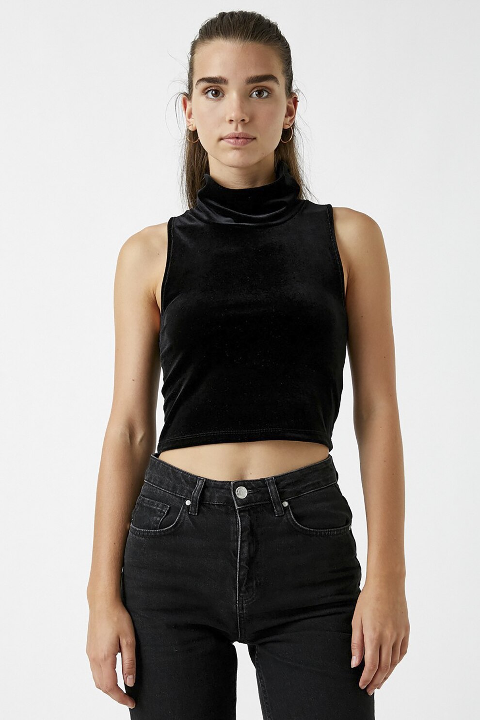 KOTON, Top crop catifelat, Negru