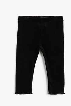 KOTON, Colanti din amestec de bumbac cu aspect striat, Negru KOTON, Colanti din amestec de bumbac cu aspect striat, Negru