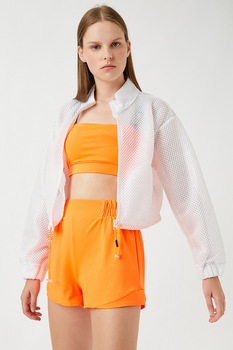 KOTON, Jacheta crop de plasa cu aspect semi-transparent, Alb KOTON, Jacheta crop de plasa cu aspect semi-transparent, Alb