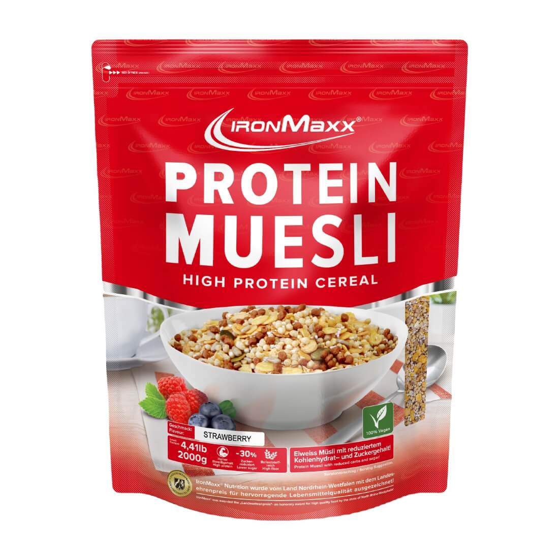 Musli cu proteine IronMaxx, Capsuni, 2000g