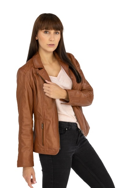 Geaca de piele Sandra CBL, Maro