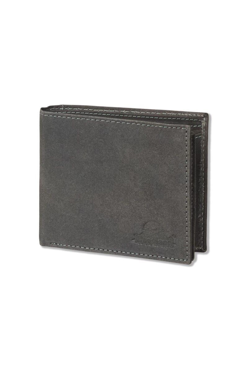 Portofel barbati Woodland, Protectie RFID/NFC, 12x10.5x2.5 cm, Piele naturala bivol, Negru
