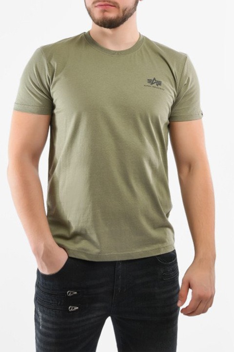 ALPHA INDUSTRIES, Kerek nyakú pamutpóló, Khaki