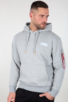 ALPHA INDUSTRIES, Hanorac cu imprimeu logo supradimensionat pe spate, Gri melange ALPHA INDUSTRIES, Hanorac cu imprimeu logo supradimensionat pe spate, Gri melange