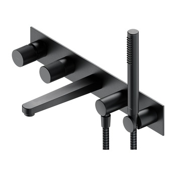 Baterie cada OMNIRES CONTOUR, 5 gauri, Antracit, finisaj periat PVD, duze silicon Easy Clean, montaj incastrat Baterie cada OMNIRES CONTOUR, 5 gauri, Antracit, finisaj periat PVD, duze silicon Easy Clean, montaj incastrat