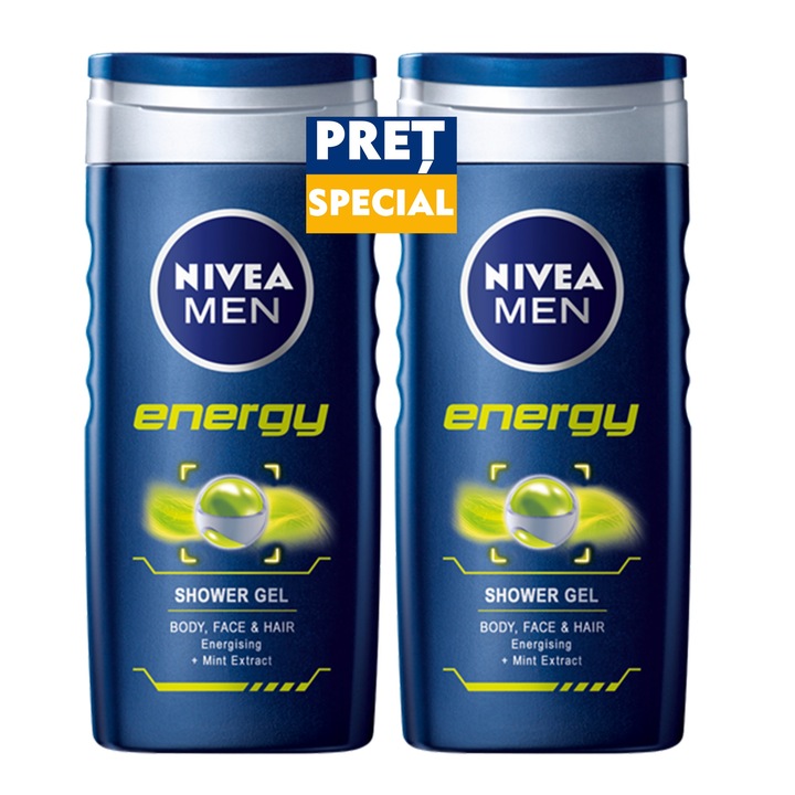 Pachet promo Nivea Men Gel de dus Energy, 2X500 ml