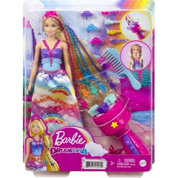 Papusa Barbie Dreamtopia - Twist and style, cu accesorii pentru impletituri Papusa Barbie Dreamtopia - Twist and style, cu accesorii pentru impletituri