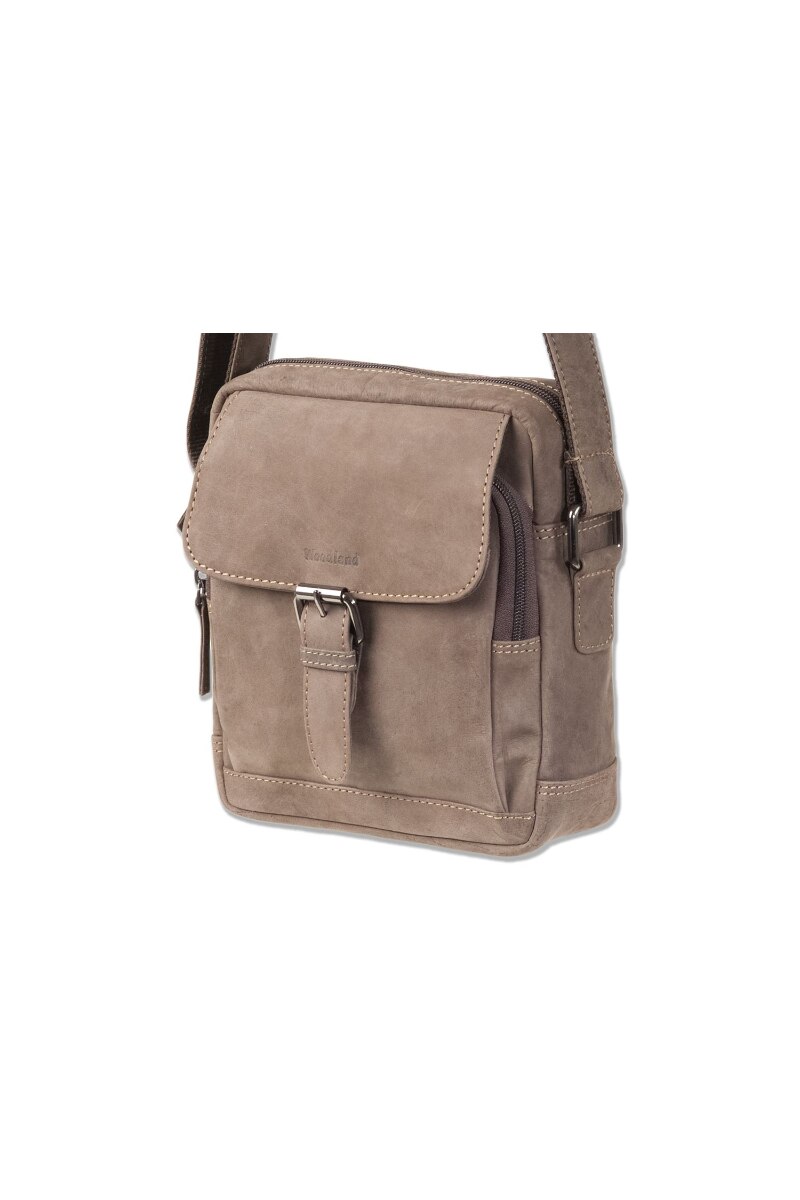 Geanta de umar Woodland, 19x21x8 cm, Piele naturala bivol, Maro inchis