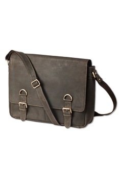 Geanta de umar Woodland, 42x32x10 cm, Piele naturala bivol, Maro inchis Geanta de umar Woodland, 42x32x10 cm, Piele naturala bivol, Maro inchis