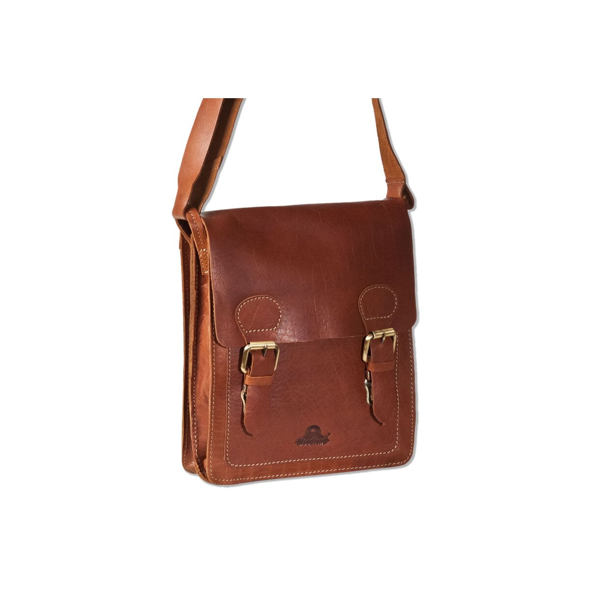 Geanta de umar Woodland, 21x26x4 cm, Piele naturala de bivol, Maro