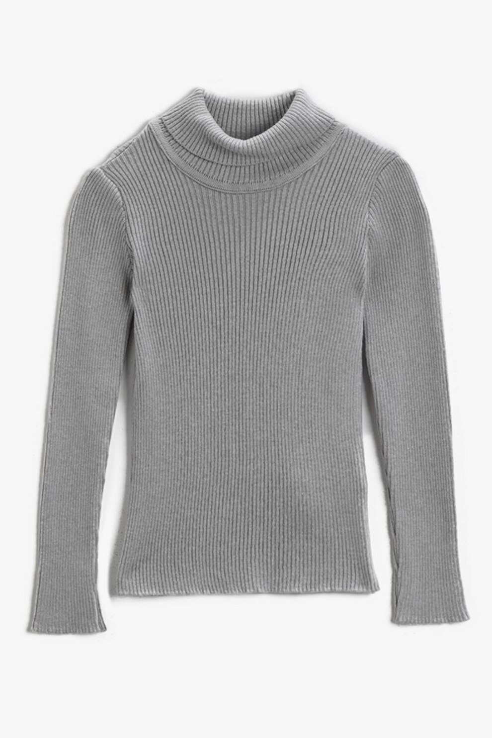 KOTON, Pulover din tricot cu guler inalt, Gri