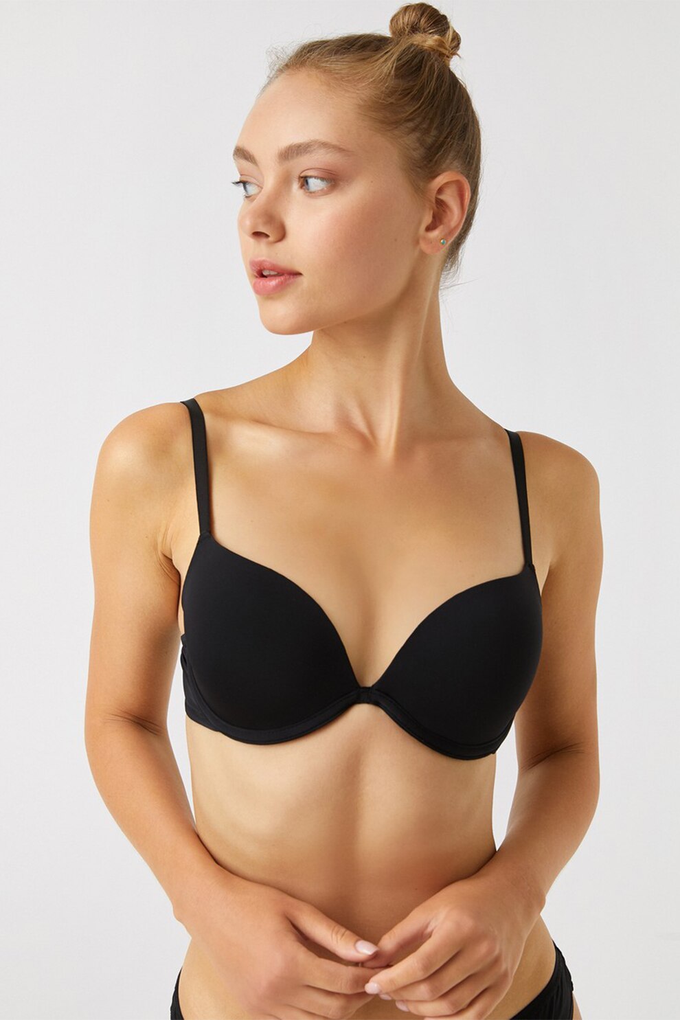 KOTON, Sutien cu burete si bretele ajustabile, Negru