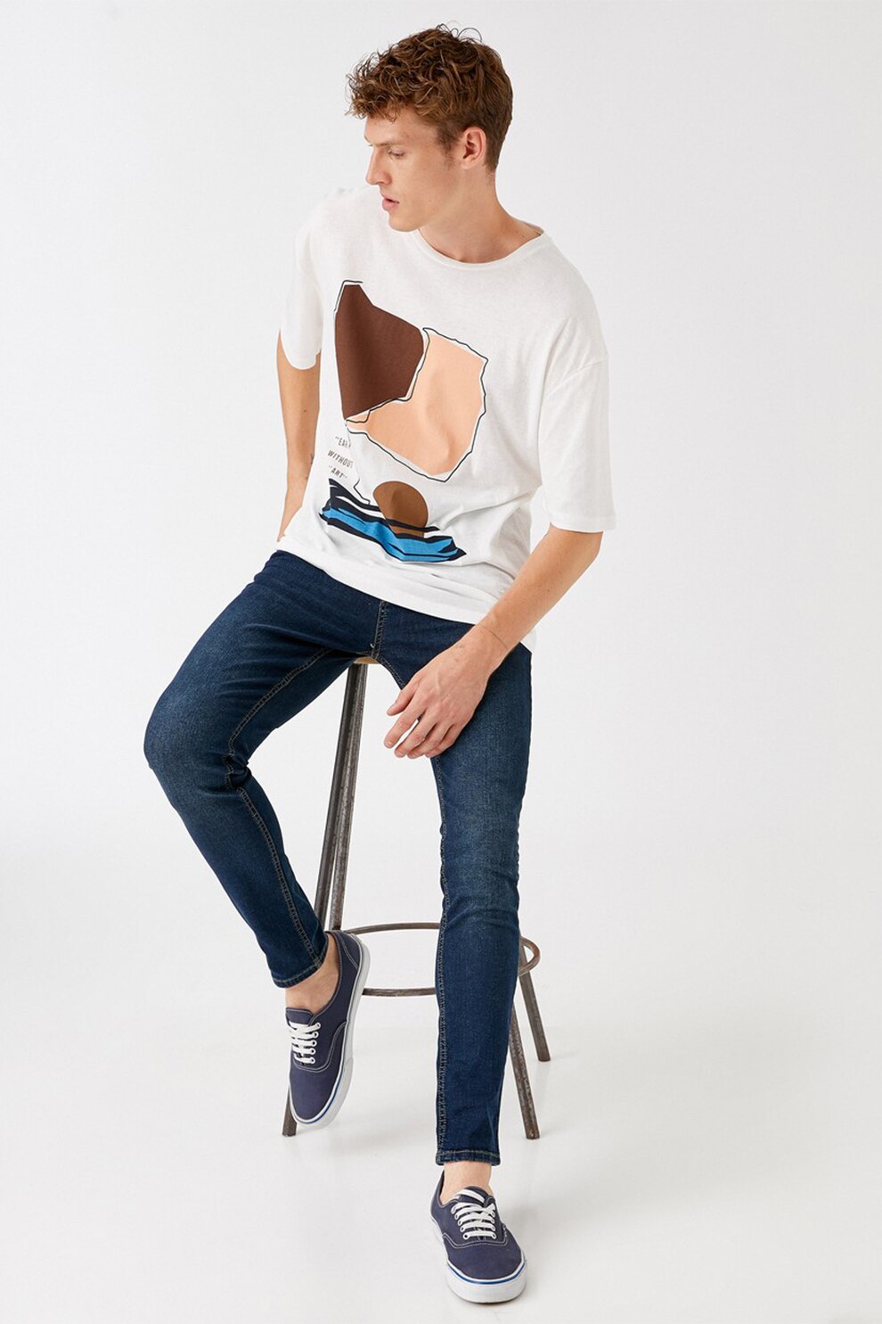 KOTON, Blugi skinny cu talie joasa Micheal, Bleumarin