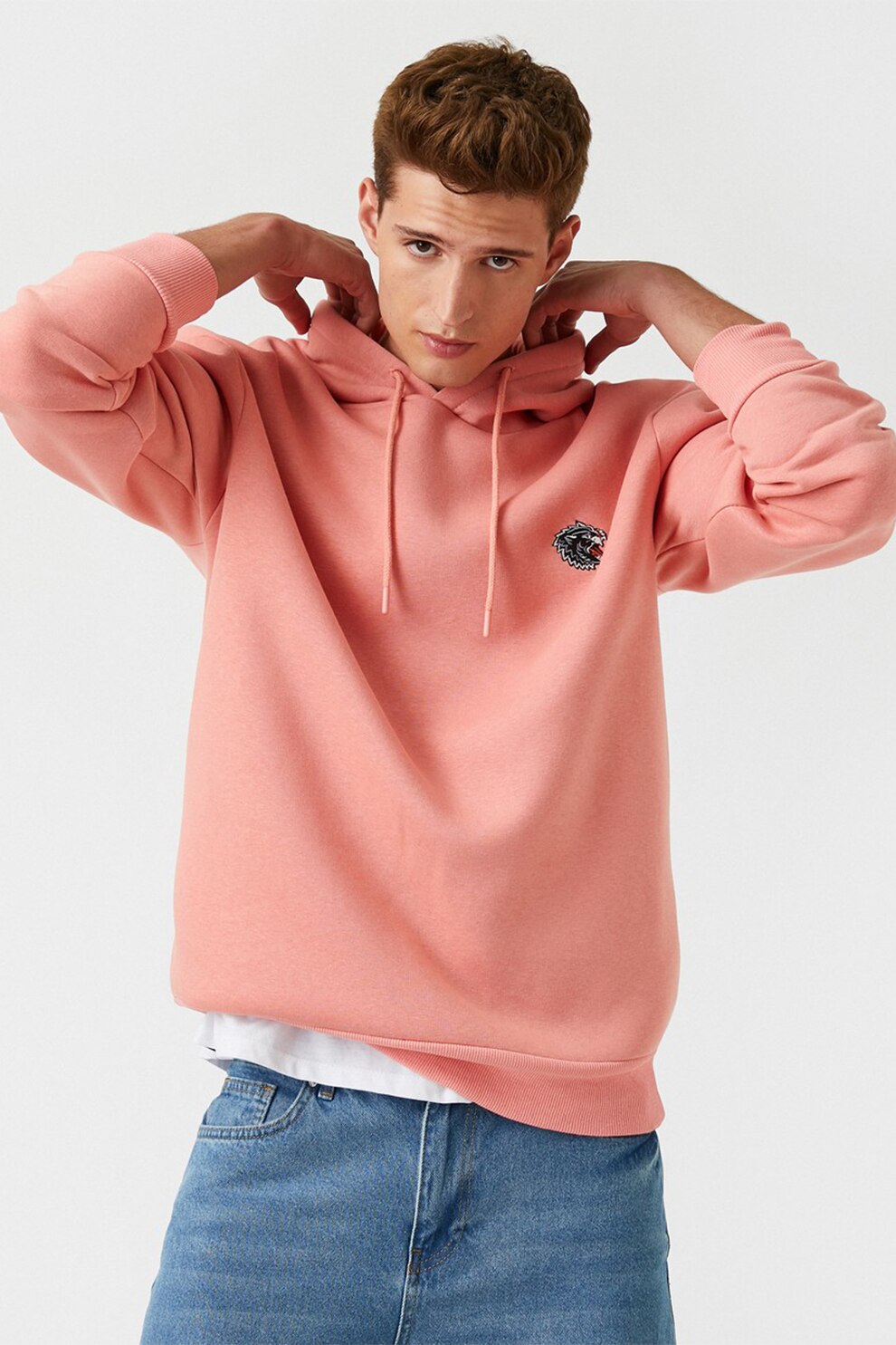 KOTON, Hanorac cu detaliu brodat discret, Roz somon, XL