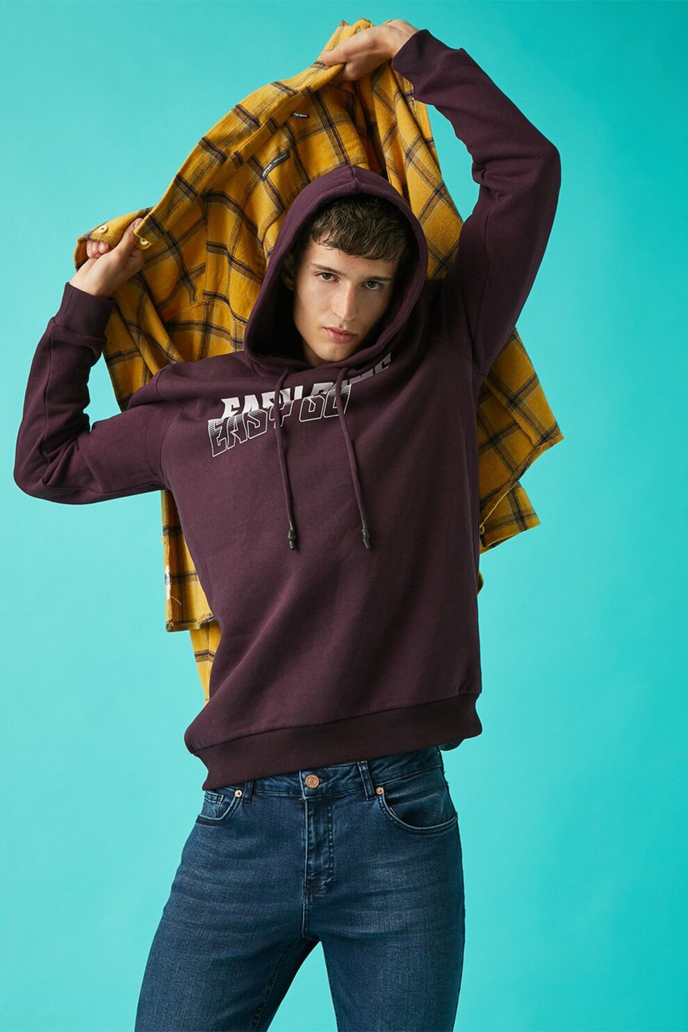 KOTON, Hanorac cu imprimeu text, Violet/Alb