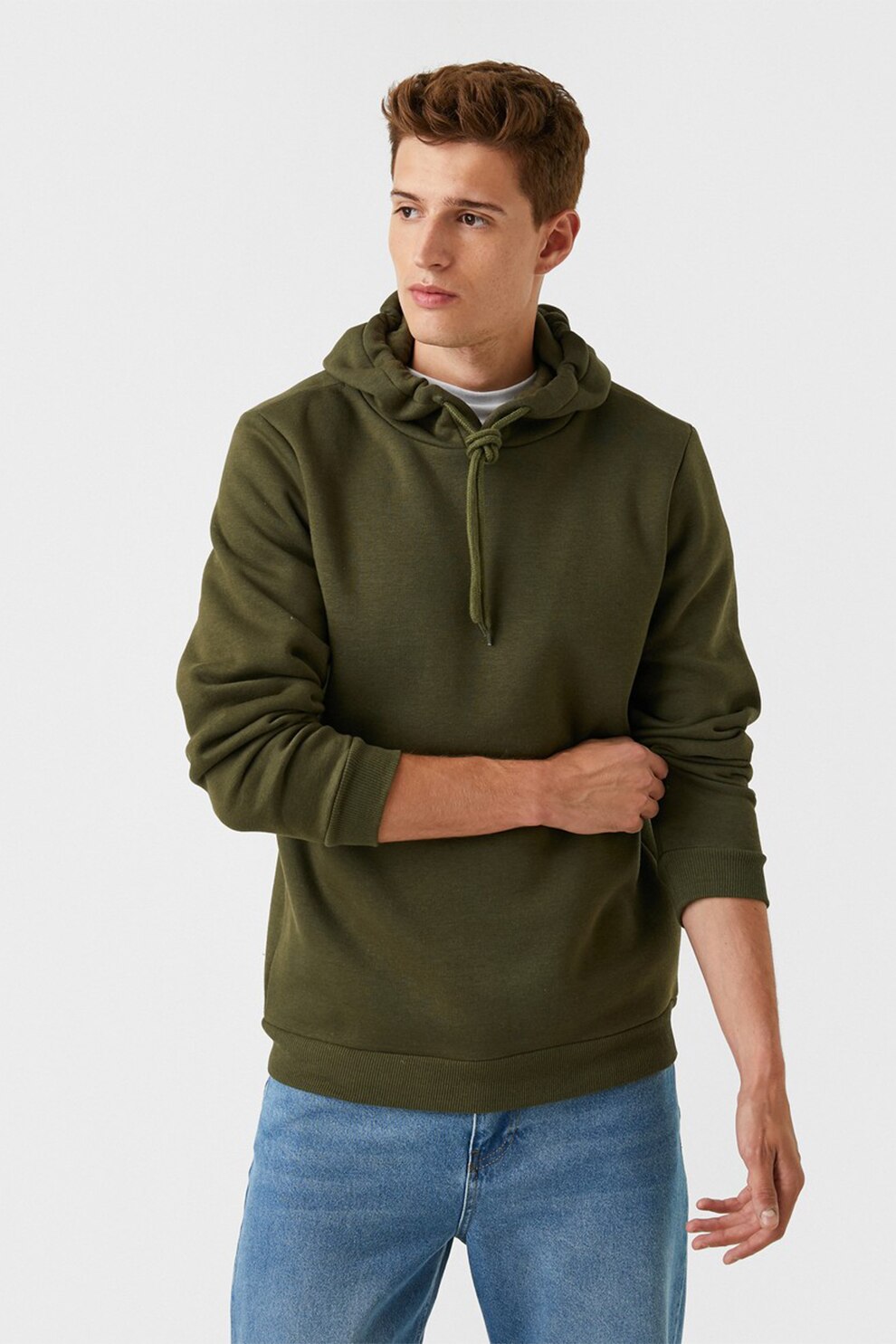 KOTON, Hanorac cu snur si terminatie striata, Verde forest